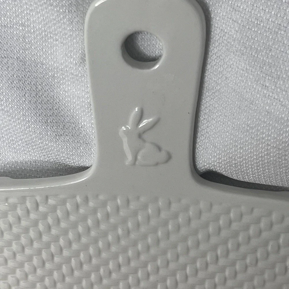 Ceramic white serving/ cutting/charcuterie board- made bunny and woven design